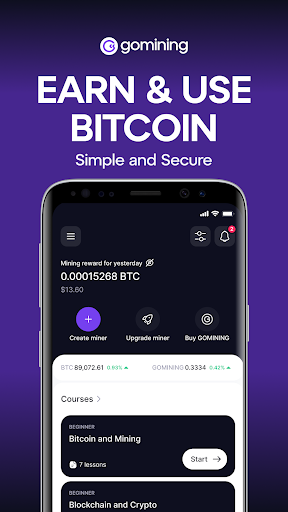 GoMining: Mining, Using BTC screenshot 1
