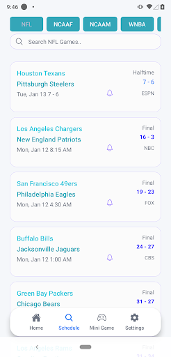 Live Scores : NFL NCAA NBA MLB screenshot 2