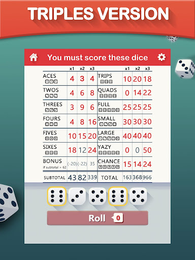 Yazy the yatzy dice game screenshot 1