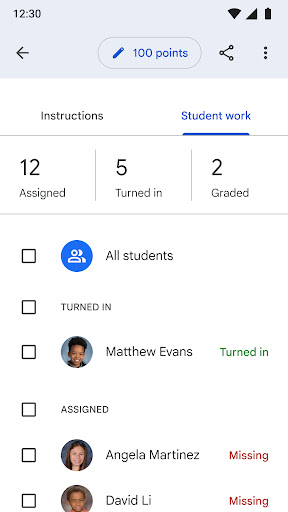 Google Classroom screenshot 2