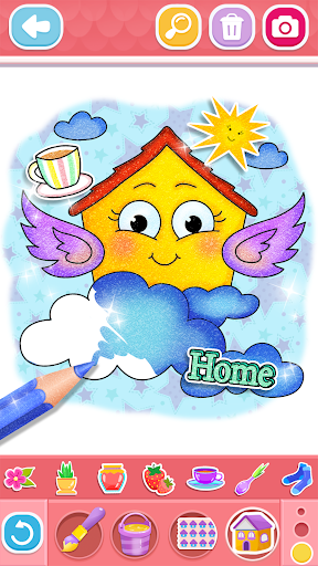 Glitter House coloring for kid screenshot 2