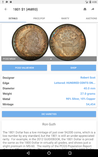 PCGS CoinFacts - U.S. Coin Val screenshot 19