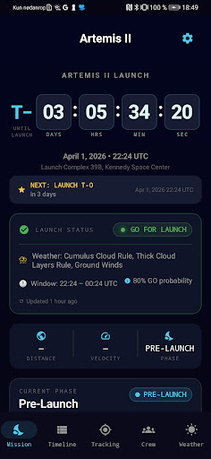 Artemis Mission Tracker screenshot 1