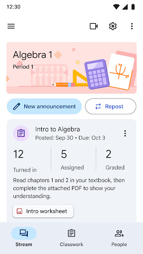 Google Classroom screenshot 2