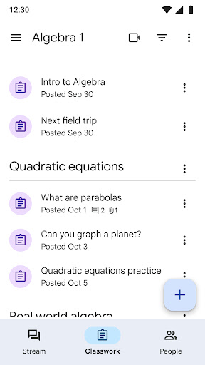 Google Classroom screenshot 1