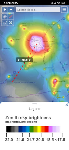 Light pollution map screenshot 2