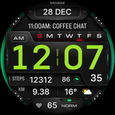 MD332 Digital watch face screenshot 12