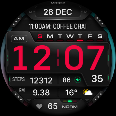 MD332 Digital watch face screenshot 9