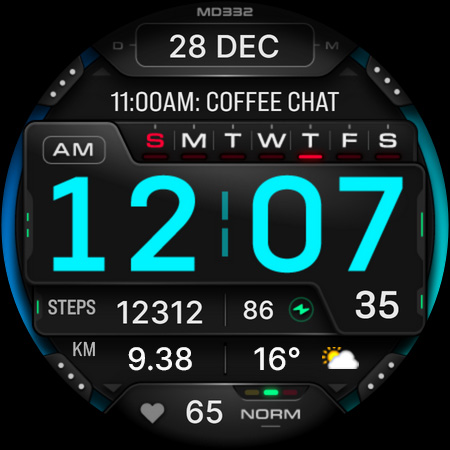 MD332 Digital watch face screenshot 15