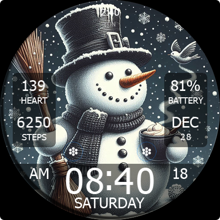 Key WF55 Snowman Watch Face screenshot 13