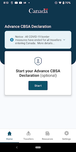 ArriveCAN screenshot 1