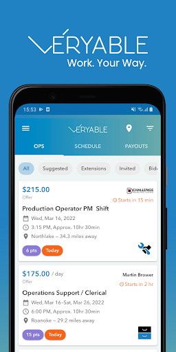 Veryable: Work. Next Day Pay screenshot 1
