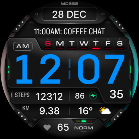 MD332 Digital watch face screenshot 11