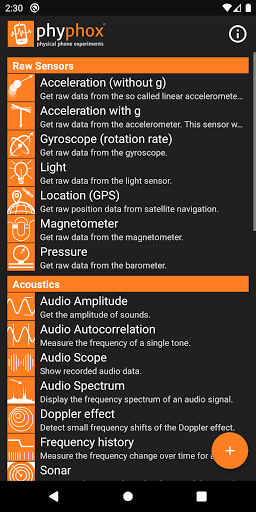 phyphox screenshot 3