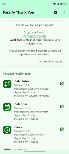 Fossify Thank You screenshot 1