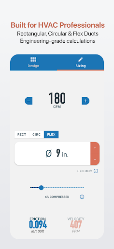 Ductulator - HVAC Duct Sizing screenshot 1