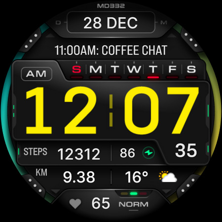 MD332 Digital watch face screenshot 8