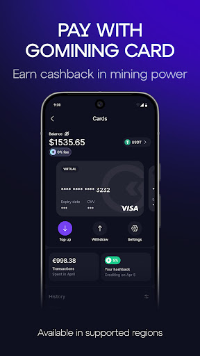 GoMining: Mining, Using BTC screenshot 1